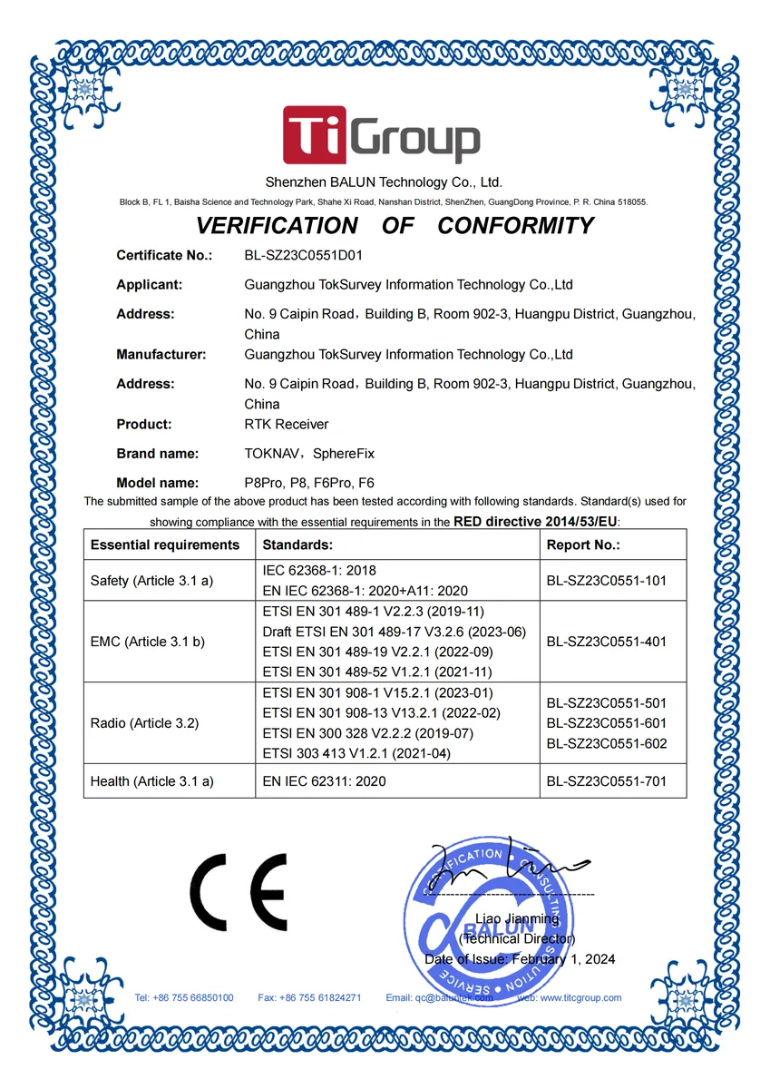 CE certificate for P8 series